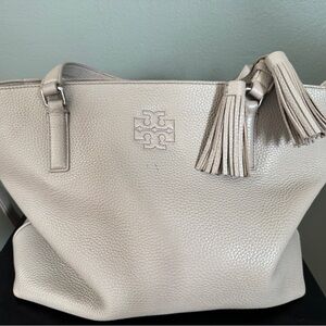 Tory Burch Pebbled Leather Tote with Tassels